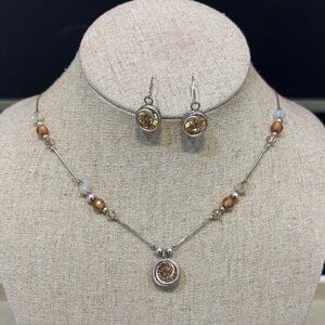 Magnolia Champagne Turned Round Sterling silver and rhinestone set